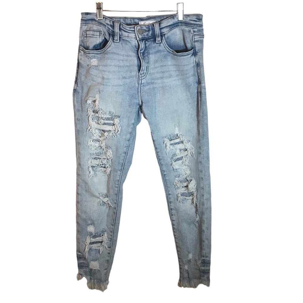 Kancan Signature mid rise ankle skinny jeans distressed women’s size 27